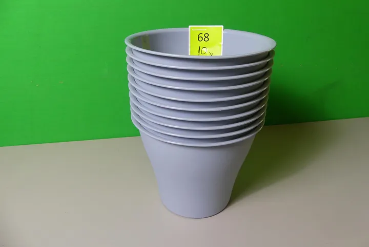 10x Geli - Blumentopf, ohne Loch Topf NEO 25 cm, betonfarbe hell
